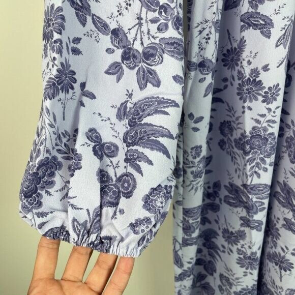 Hill House The Simone Maxi Side Slit Long Sleeve Dress Lilac Floral Purple L - Picture 5 of 10